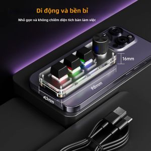 Bàn Phím Cơ Mini Không Dây 3 Phím Bàn Phím Macro RGB Nút Có Thể Thay Thế Nóng Có Thể Lập Trình Chơi Game OSU Designer Phím Tắt Tùy Chỉnh