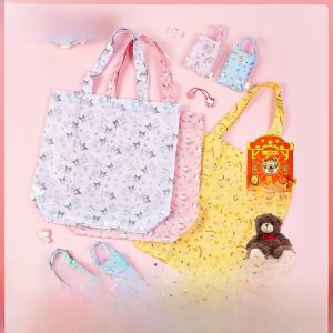 Portable Folding Canvas Shopping Bag Three Loves Portable Storage Bag Eco-friendly Handbag Bag Organizer for All Occasions