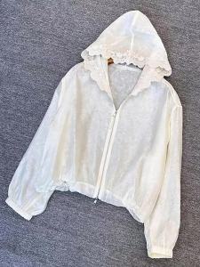 Lace Sun Protection Hooded Jacket Lightweight Breathable Casual Loose Fitting Slimming Outerwear