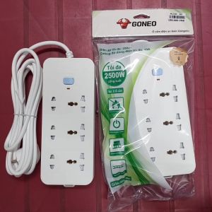 Ổ Cắm Điện Gongniu GONEO N1330 6 Ổ Đa Năng 1 Công Tắc - Dây 3m hoặc 5m - Công Suất 10A/250/2500W – Trắng