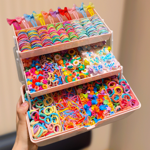 620pcs Girls Hair Accessories Set Colorful Butterfly Fashion Hair Clips Ties Elastic Bands for Daily Ponytail Fixation