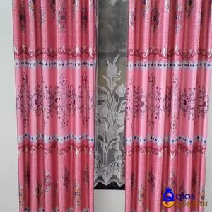 Gorden Jendela Pintu Blackout Import Mewah Motif Printing Batik Plat Emas Embosh Model Smokering