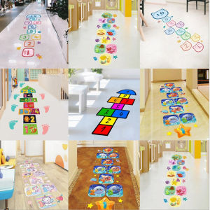 กระดาษติดพื้นเด็ก กระโดดบ้านเครื่องบินช่องนูนตัวเลขเกมช่องกรอบเท้าเล็กพื้นผิวเรียบกันน้ำสำหรับห้องเด็ก