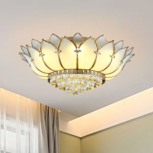MOCOCOA | Brass Crystal Lotus Ceiling Light Fixture