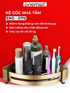 Kệ góc tường Enomax để đồ mỹ phẩm dầu gội trong phòng tắm treo tường bằng 2 cách dán tường hoặc khoan tường