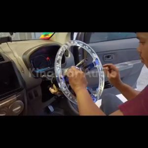 14" Acrylic + Aluminum Alloy Racing Sport Steering Wheel 350mm Transparent Drifting Car Steering Wira Waja Iswara Myvi Axia Alza