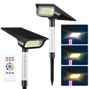 intelamp 3 Color Modes Solar Spot Lights Solar Light Outdoor Garden Lights For Landscape Pathway Yard Patio Garage Driveway Tree
