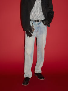 CHINISM | Elastic Faded Washed Bell-bottom Jeans 325G