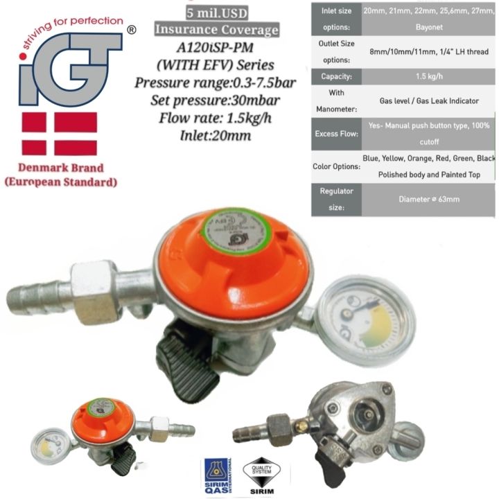 IGT Gas Regulator With GAUGE&SAFETY LOCK/NEW MODEL!/.(THIS IS NEW MODEL