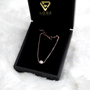 Lore Jewellery - Gelang Moissanite Lapis Emas 18k -Rose Gold and Gold Rounded Moissanite Bracelet 0.5 - 1.0 Carat [GRA Certificated and After Sales Warranty]