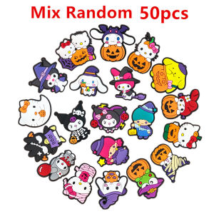 Mesuca | 20-100Pcs Sanrio Series Hallowmas Shoe Charms For Clogs Sandals Shoe Decorations Accessories Buckle For Friend Party Gifts