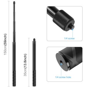 PULUZ | PULUZ150cm110cm 70cm Metal Selfie Stick Monopod & Invisible Adapter Base & Screw For Insta360 One RS/X2/X3/X4/X5/X6/DJI Osmo 360