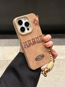 Sheepskin Phone Case for Apple 16Promax iPhone 15Pro New Model Cute Bear Queue Protection Soft Rubber Shell Anti-Fall Ins Style