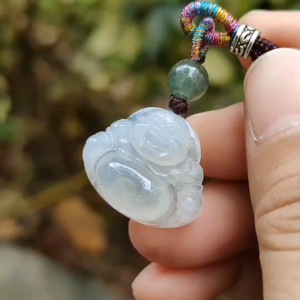 New Arrival Sg Local Seller - Natural Type A Jadeite Jade crafted as Milo Buddha Pendant certificate weighs 3.76 grams measurement 18.6 * 22.3 * 6.2 mm (pendant352)