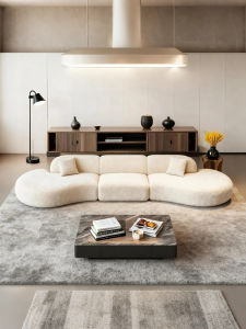 Curved Simple Rest Area Lamb Cashmere Sofa