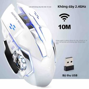 Chuột Chơi Game Bluetooth Không Dây Cơ Học Có Đèn Nền Sạc Lại Được USB Dành Cho Game Thủ PC Thuận Tay Phải 2000 DPI