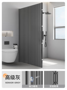Invisible Foldable Shower Curtain Bathroom Partition High End Magnet Absorption Waterproof No Track Sliding Modern Style Polyester