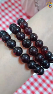 Graduation Grade Red Amber Barrel / Round Bead Bracelet