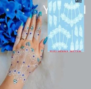 HENNA INSTAN PUTIH 1 PCS KANAN KIRI( FREE GLITER MANIK MANIK LEM KULIT) HENNA WEDDING HENNA TEMPEL