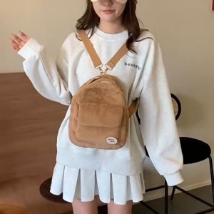 Fashion Women Solid Color Backpack Preppy Style School Nylon Mini Rucksacks