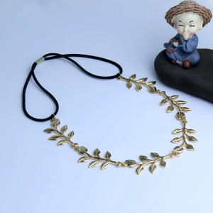 Băng Đô Pha Lê Vàng Thời Trang Đa Năng Dây Thun Lá Pha Lê Dây Tóc Phụ Kiện Trang Trí Tóc Cho Bé Gái