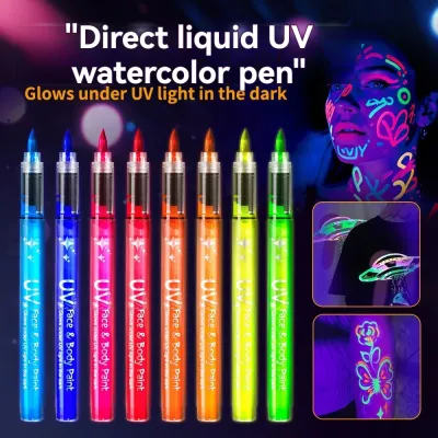 8 Colors/set Neon UV Fluorescent Acrylic Paint Pens Paint Markers Glow in The Dark Bright DIY Luminous Marker Pen Art Supplies