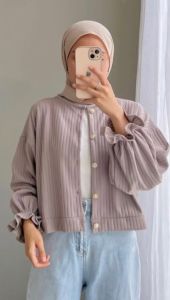 Lulla Cardigan Puffy Knit Korean Style Cardi Button Kancing BRNJ