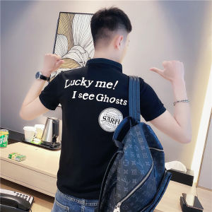 Summer Fashion Mens Polo Shirt Casual Printed Half Sleeve Turn-down Collar T-shirt Trendy Slim Fit Short Sleeve Creative Interest