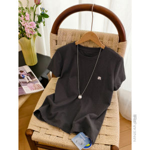XIAOER | Cotton Texture Comfortable Embroidered Casual T-shirt