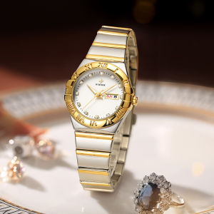 WWOOR 2023 New Lady Waterproof Watches Brand Fashion Diamond Stainless Steel Women Wristwatch Female Clock with Calendar Roman Number watch case