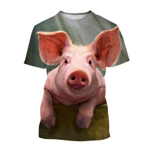 Summer Men T Shirt ClothingGuitar-Playing Pig 3D Printed Mens T Shirts Funny Summer Animals Women Short Sleeve Kid Tshirt Y2k