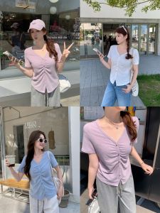 MASISI | Áo Thun V-neck Nút Đá Marbled