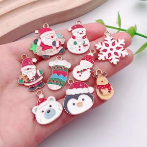 5pcs/30pcs Alloy Enamel Christmas Pendant Jewelry Making DIY Keychain Earrings Charms for Jewelry Bracelets Necklace