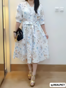 JESS Dress Salur Lengan Balon FREE Belt - Dress Korea - MidiDress Premium - Gaun wanita