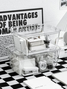 Transparent Dustproof Storage Box Desktop Organizer for Home Student Dormitory Snacks Miscellaneous Items Rectangular PET Box