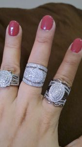 Cincin Perak JU98 Full Kristal BerlianTitanium 22K