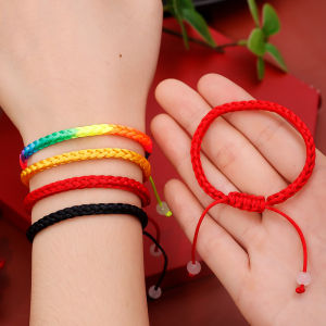 【Bubble Star】Red Rope Braided Zodiac Year Male and Female Couple Bracelets Ethnic Style Hand Rope Colorful Rope Holiday Small Gifts Wholesale