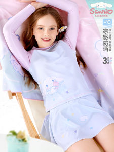 Childrens Swimming Suit Girls 2025 New Summer Professional Training One-Piece Long Sleeve Sunscreen Quick-Drying Popular Swimming Suit