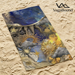 Golden Celestial Collage Luxury Beach Towels Crafted from Combed Cotton Plush and Absorbent Beach Towel or Pool Towels