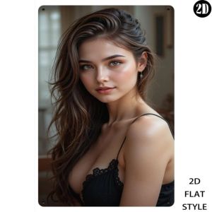 CIFbuy | Elegant Woman Portrait 2D Retro Metal Sign 8x12 Inch Wall Art for Home Decor