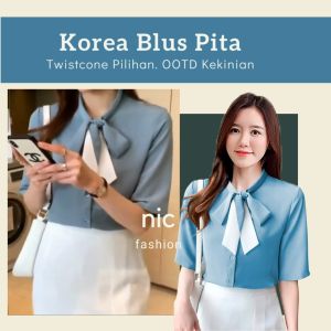 Atasan Blouse Korea Wanita Variasi Syal Dasi Arrsinta NIC Fashion