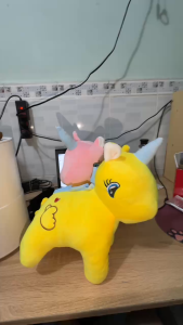 Gấu Bông Kỳ Lân Pony 40cm Màu Hồng Vàng Cho Bé Ngựa Pony Nhồi Bông Cute
