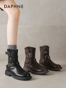 Daphne Brown Boots Womens 2025 Autumn New Short Boots Xinjiang Tourism Western Cowboy Thick Bottom Martin Boots Casual Fashion