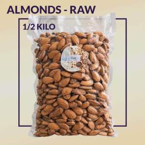 Raw Almond Nuts 500g (Half Kilo) Premium USA Quality - Vacuum Sealed Fresh Unsalted