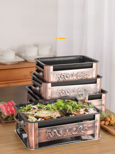 Stainless Steel Rectangular Fish Grill Pan Special Commercial Home Use Charcoal BBQ Dish Seafood Plate Longitudinal Pot