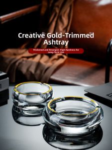 ZHUXI | Creative Crystal Gold Trim Cigarette Ashtray
