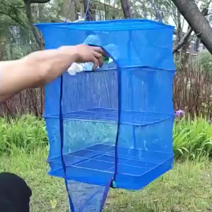 Hangable Hanging Fish Net Drying Rack 3 Layers Anti-fly Cage for Vegetables Fruits and Meat