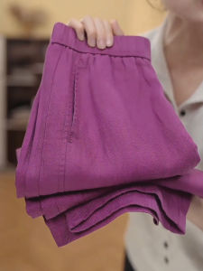 MEITESIJIAONU | Quần Tây Tencel Màu Tím 9/10 Chiều Dài
