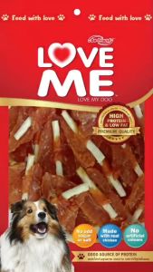LOVEME ขนมสุนัข ครันชี่นิ่มสั้นเสียบสันในนิ่ม ยี่ห้อ LoveME(แบบซอง) ขนาด 270g.