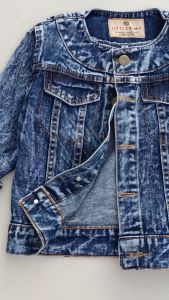 LITTLEKIMY Keiza - Jaket Jeans Anak Kerah Bulat Sandwash Jacket Anak Perempuan Usia 1 - 7 Tahun